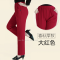 迪鲁奥（DILUAO)2019秋冬新款授权店铺纯棉中老年女裤子秋冬加绒厚款大码宽松紧腰中年妈妈运动休闲长裤_38_450 大红色/春秋不加绒款 4XL(适合体重160-185斤)