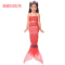 迪鲁奥（DILUAO)儿童美人鱼尾巴公主裙子服装 女童女孩美人鱼的衣服套装游泳衣_743 红色三件套 120cm