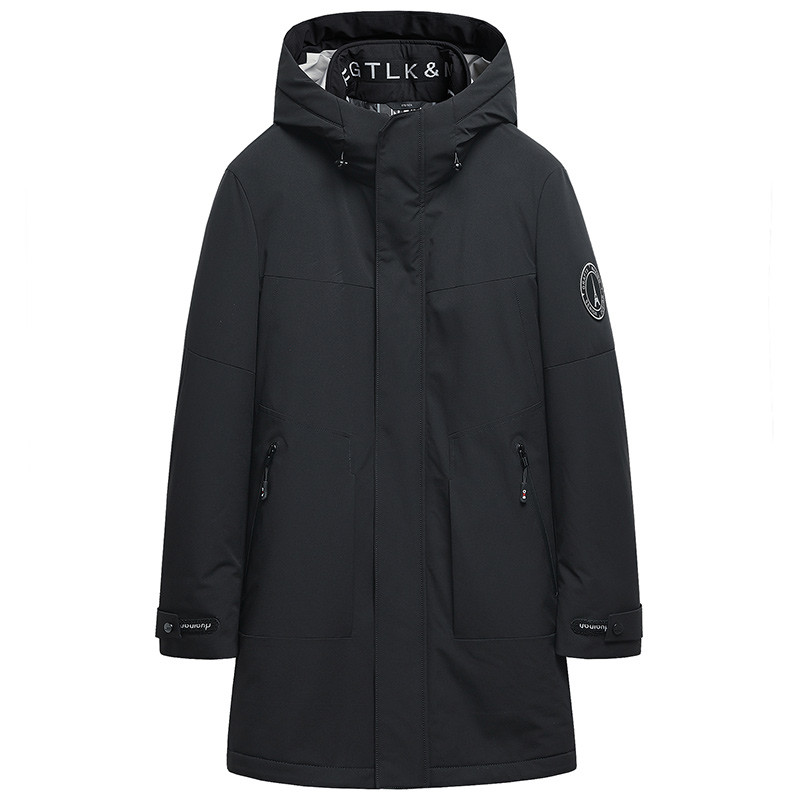 雪中飞秋冬户外宽松拼色大码工装羽绒服时尚男外套 170 黑色