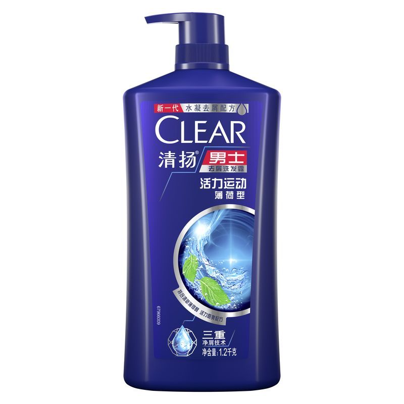 清扬（CLEAR）男士去屑洗发露活力运动型蓝瓶1.2KG【联合利华】
