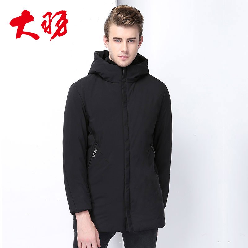 大羽羽绒服男冬季短款韩版修身保暖白鸭绒AYN805 黑色 190/108