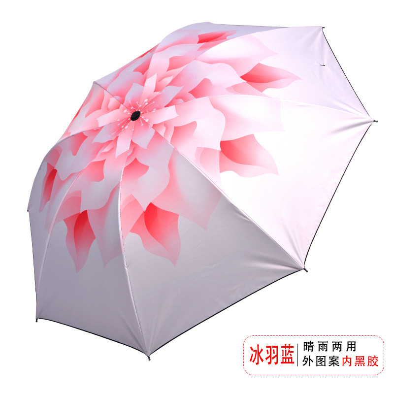 小清新 伞 晴雨两用折叠太阳伞创意防紫外线防晒遮阳黑胶小黑伞 冰羽粉（内黑胶）