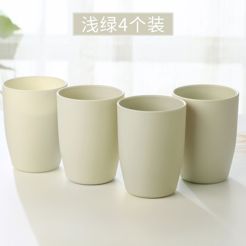 漱口杯 刷牙 杯洗漱杯 便携套装儿童水杯子简约家用情侣牙缸杯 浅绿4个