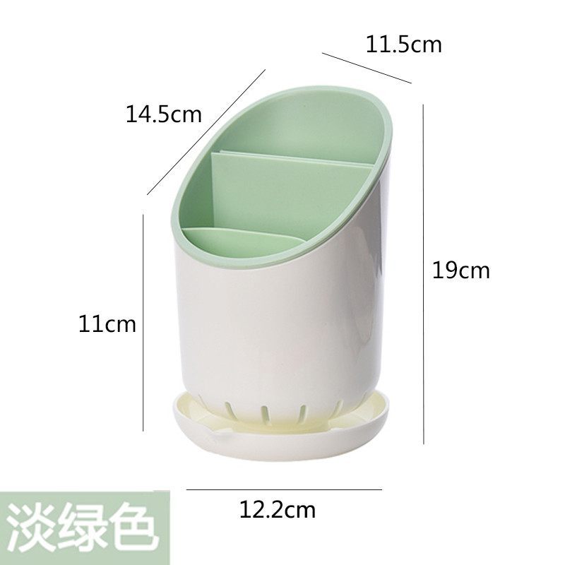 塑料沥水筷子架勺子置物架 - 筷笼多功能厨房餐具收纳架筷子筒 淡绿色