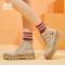 森马马丁靴子女2019秋季新款中筒绒面网红超火韩版百搭系带短靴女 杏色62931030286 38