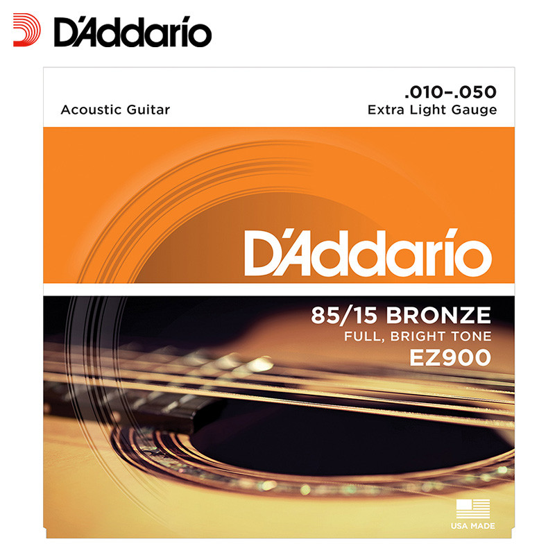 达达里奥（D’Addario）EZ900 美国原装进口民谣吉他弦套弦琴弦 EZ900(10-50黄铜) 金色
