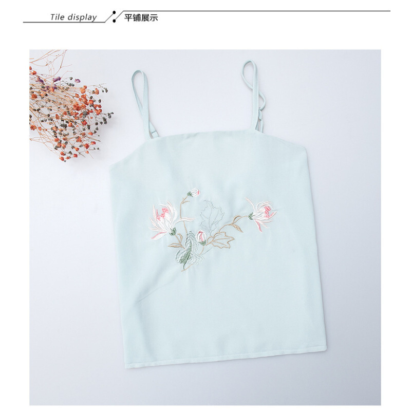迪鲁奥（DILUAO)【热卖】汉服女清秋兔汉元素背心女抹胸古风吊带内搭汉服内衬打底绣花内衣 浅蓝5619 M