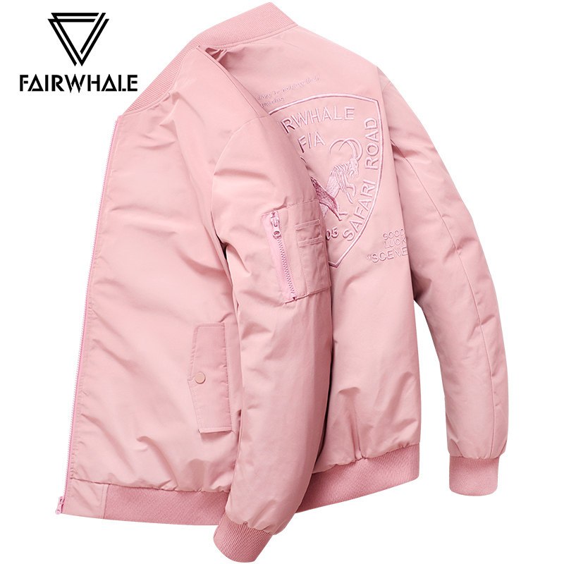 马克华菲羽绒服男短款2020冬季韩版潮流粉色新款棒球领冬装外套潮_1 西柚色 175/L