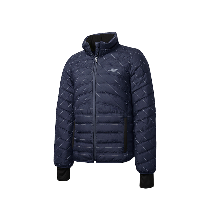 skechers斯凯奇男装 时尚轻薄保暖羽绒服短款修身运动外套 SAMW16008 L 深宝蓝