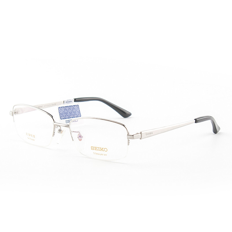 SEIKO精工 眼镜框男款半框纯钛经典系列眼镜架近视配镜光学镜架HT01082 54mm 02银色
