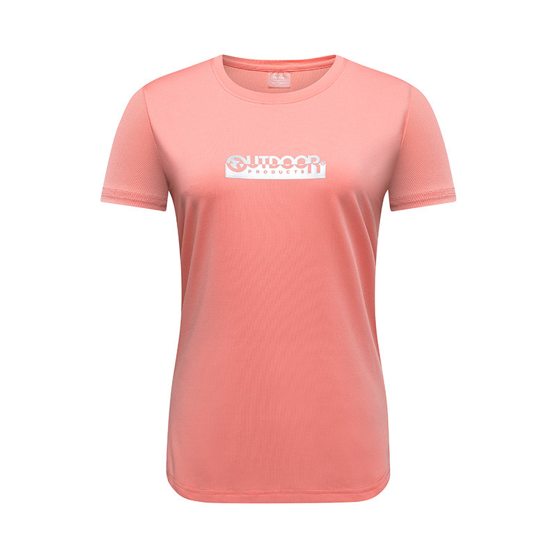 （OUTDOOR PRODUCTS）运动户外男女情侣短袖T恤圆领印花弹力透气上衣81017 ODAJG82017-5187/鲜粉（女） S