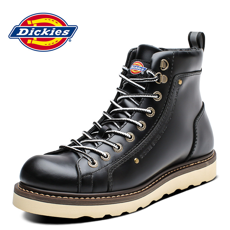 Dickies男鞋秋季新款高帮鞋男潮流真皮靴百搭马丁厚底工装鞋194M50LXS63 黑色 43码