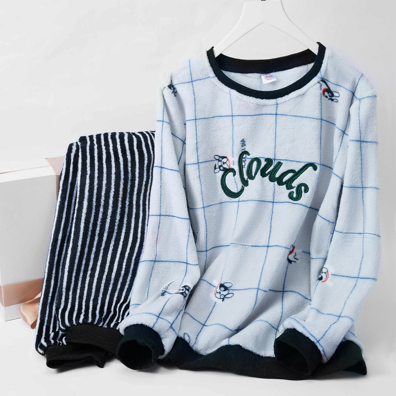 enk珊瑚绒睡衣长袖套头法兰绒甜美可爱女士家居服 默认颜色 XXL