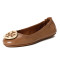 TORY BURCH/汤丽柏琦 女鞋双T标志圆头浅口芭蕾舞平底鞋 32880 焦糖色 35