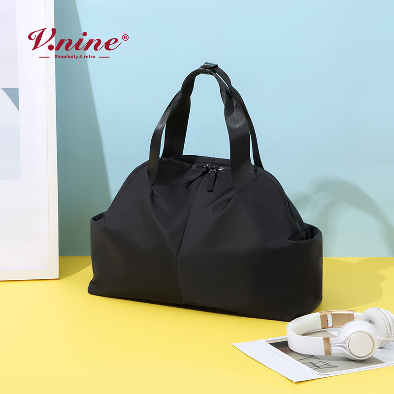 第九城（V.NINE） 旅行包女手提健身包大容量休闲短途旅行旅游包韩版商务行李袋 黑色