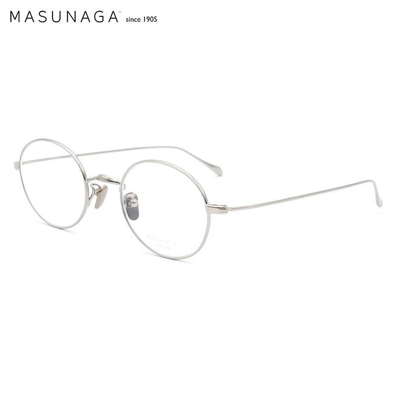 MASUNAGA增永眼镜男女复古手工全框眼镜架配镜近视光学镜架GMS-198T #24银色