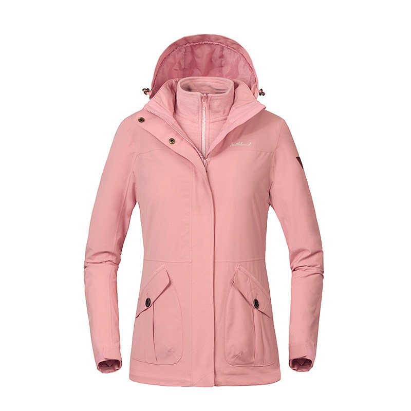 诺诗兰（NORTHLAND）户外秋冬男女防泼水透湿PRO200三合一冲锋衣GS065705_1 170 GS062708-YS776雅粉色(女)