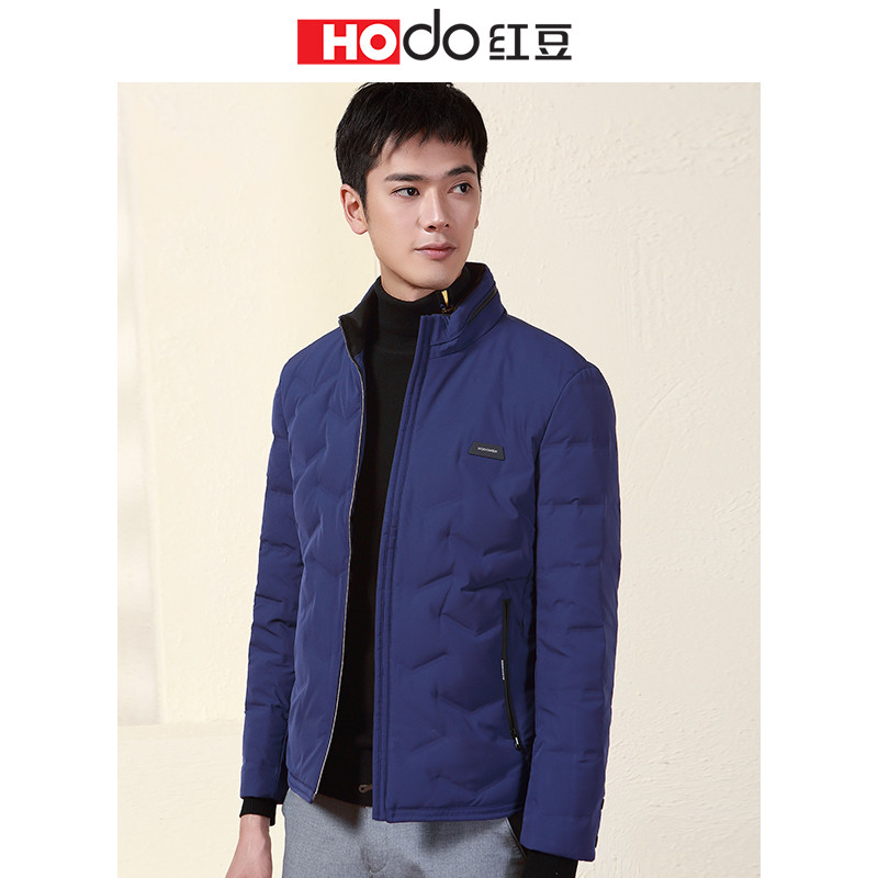 HODO红豆男装 男士羽绒服外套 2018冬季新款商务休闲连帽微弹保暖羽绒服 DXHTY101S-藏青 185/100A
