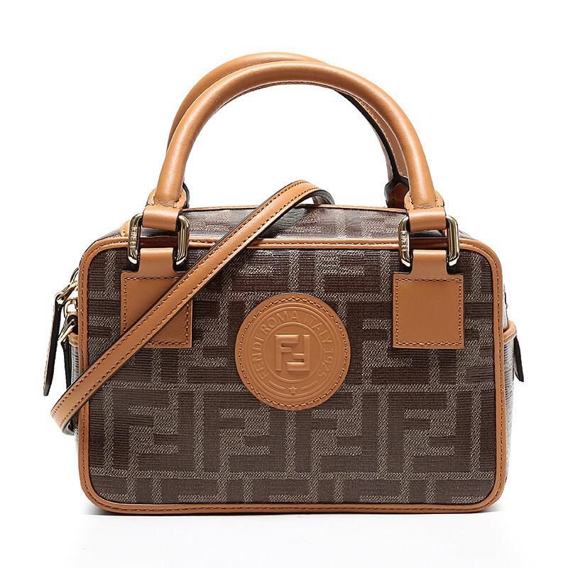 FENDI 芬迪 女士织物涂层手提包单肩斜挎包 8BS028 A5K4 F15WO-棕色焦糖色FF图案