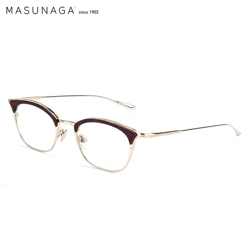 MASUNAGA增永眼镜男女复古全框眼镜架配镜近视光学镜架ELLA #27红眉金架