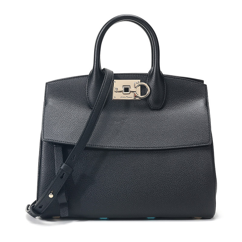 Salvatore Ferragamo 萨瓦托·菲拉格慕 女士牛皮手提单肩包 21H159 0718293-黑色