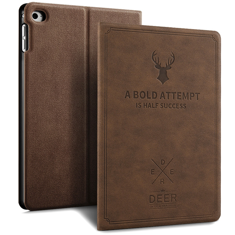 魅爱琳 iPad Air4 10.9保护套9.7商务复古文艺麋鹿10.2外壳ipad6皮套苹果平板翻盖智能休眠防摔男女 【iPad2019】10.2-咖啡