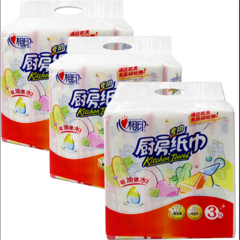 心相印 塑装无印花70抽厨房纸巾3包装 3包/提 （单位：提）