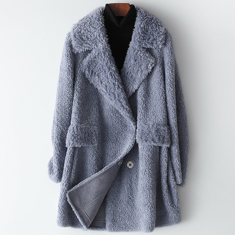 2019秋冬新款羊毛皮大衣女士复合皮毛一体中长款外套T S 莱熏衣