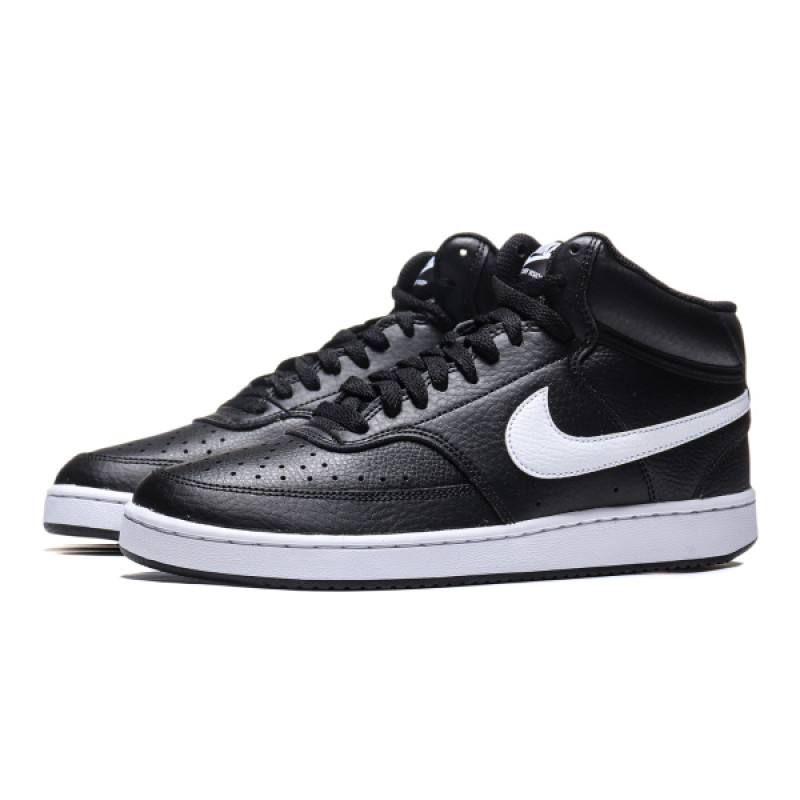 NIKE男鞋板鞋COURT高帮皮质经典系带休闲运动鞋CD5466.. 44.5码 CD5466-001黑+白色