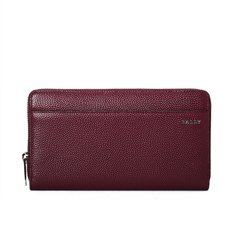 BALLY/巴利 男钱包纯色压纹长款拉链钱夹 6214734 浆果紫