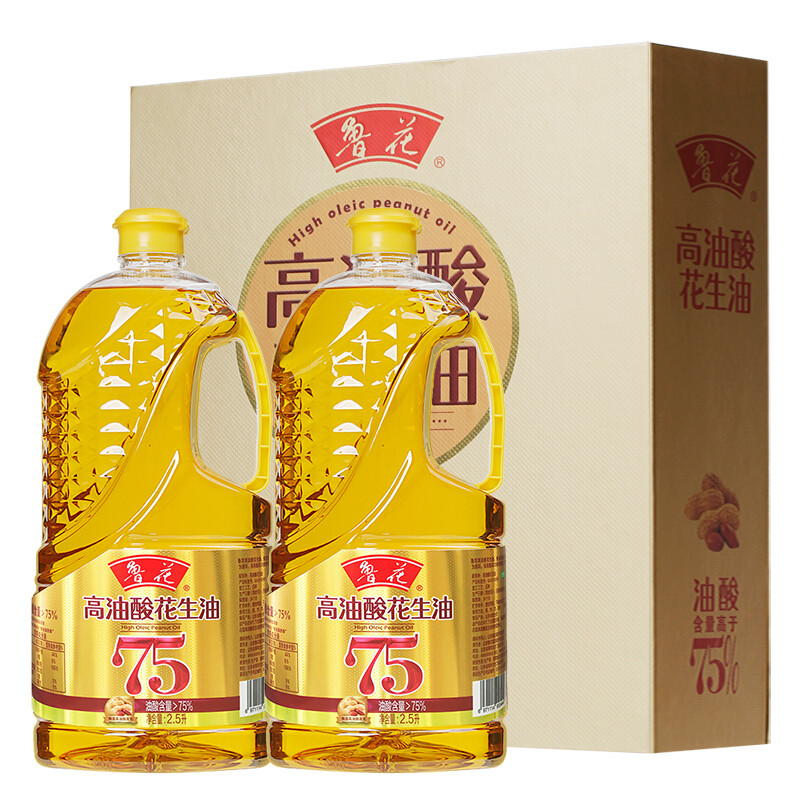 节日慰问-鲁花 食用油 5S 物理压榨 压榨一级 高油酸花生油2.5L