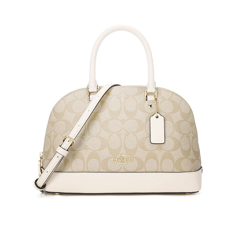 COACH/蔻驰 女包马车徽标手拎斜挎贝壳包 卡其色
