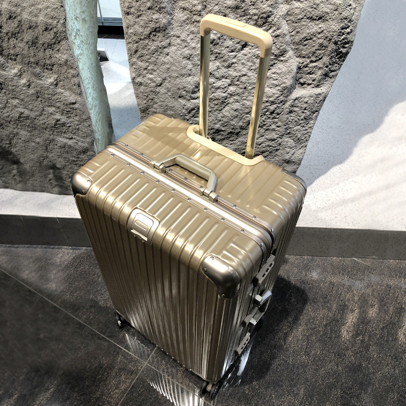 SGG大容量行李箱24寸女韩版运动版加厚铝框拉杆箱万向轮复古旅行箱出国托运箱男商务皮箱超大密码箱硬箱子 24寸【关注加购下单送透明箱套】 香槟金