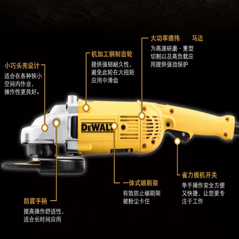 史丹利180mm 2400W 角磨机,S1M-180A（台）黄色