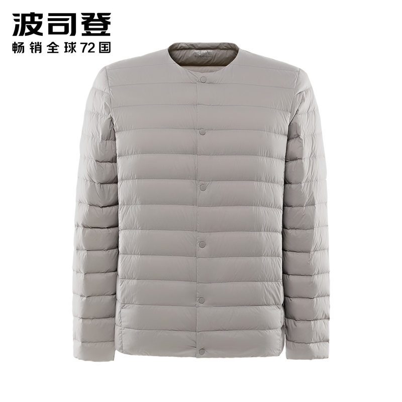 波司登男士2019秋冬羽绒服短款中老年男装内恤 若凝灰8136 180/96A