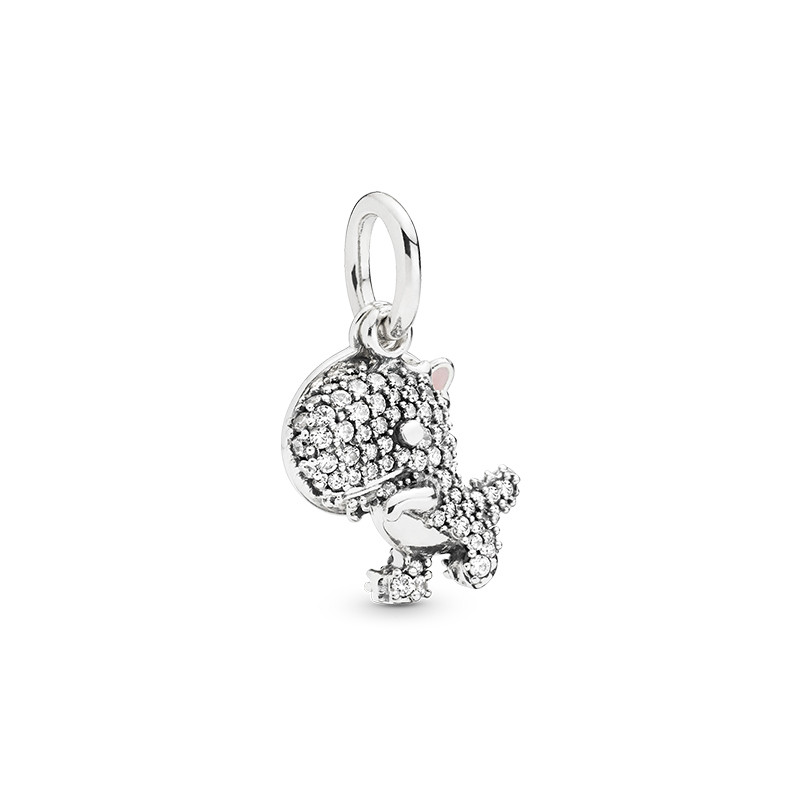 Pandora潘多拉 密镶恐龙迪诺925银时尚趣味吊饰 798186CZ 银色