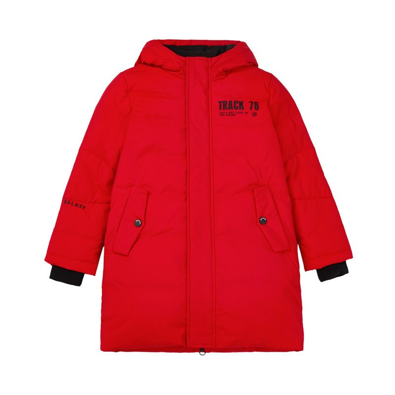 波司登童装新款百搭连帽字母男童外套保暖运动羽绒服 110cm(110/56) 中国红1215