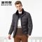 波司登冬短款兔毛领立领休闲商务羽绒服男 180/96A 星点灰8098