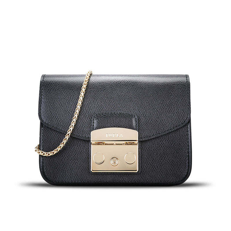 FURLA/芙拉 女包METROPOLIS标志性锁扣 经典小方包 BGZ7 黑色
