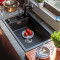科恩纳石英石水槽单槽一体厨房洗菜盆花岗岩家用商用加厚洗碗水池 D750-高配套装-珍珠白