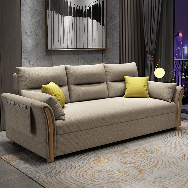 多功能简约现代可折叠的实木沙发床两用经济型小户型家用北欧推拉海绵乳胶 0.3米海绵款不包邮无赠品