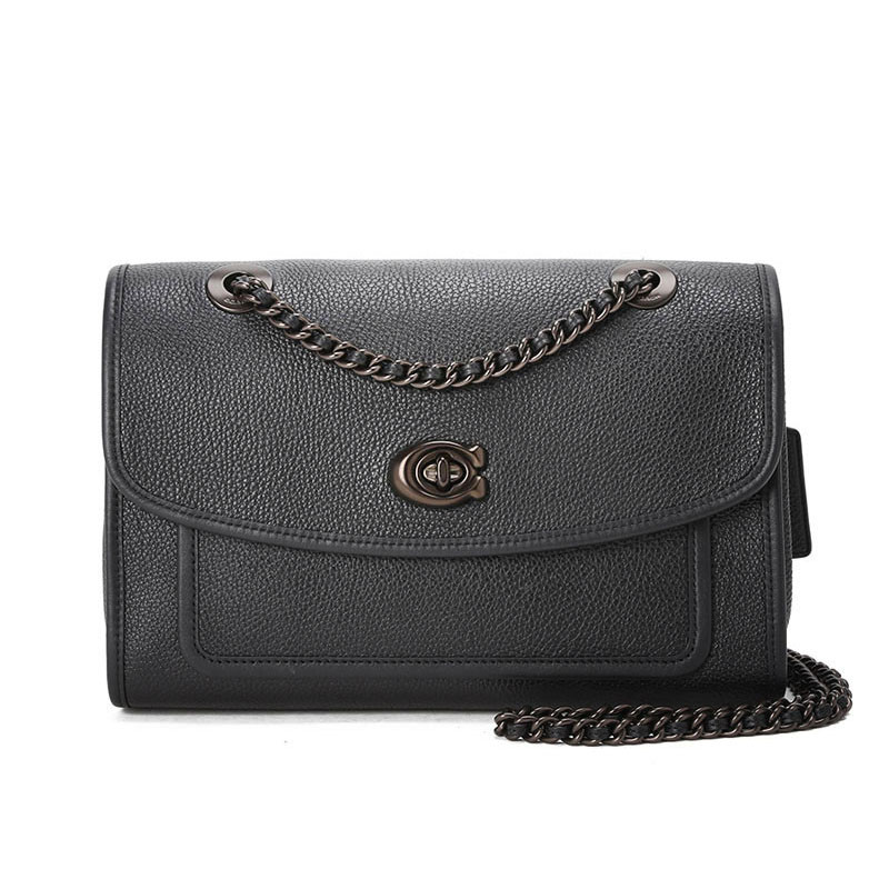 COACH 蔻驰 女士PARKER系列抛光粒面皮革手提单肩包 75575 黑色