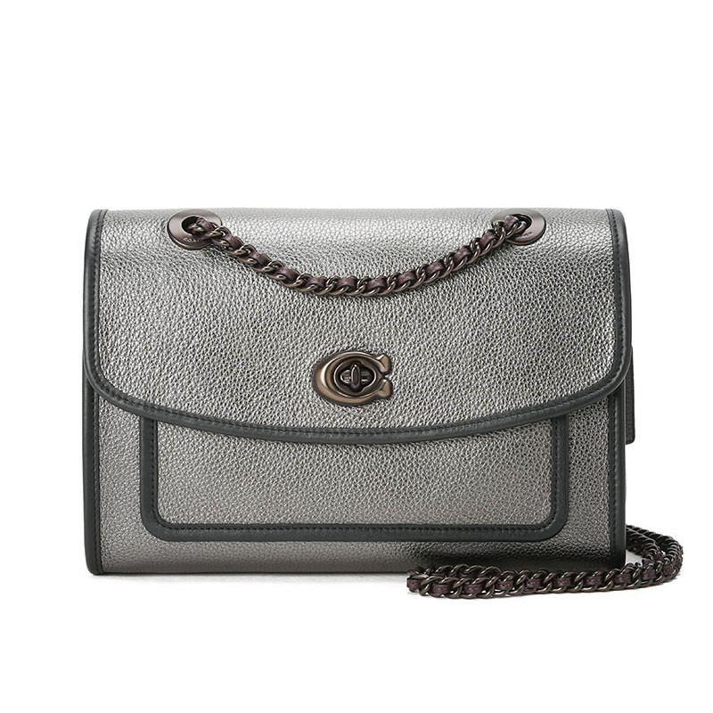 COACH 蔻驰 19冬季新品女包PARKER系列抛光粒面皮革手提单肩包76918 星空灰