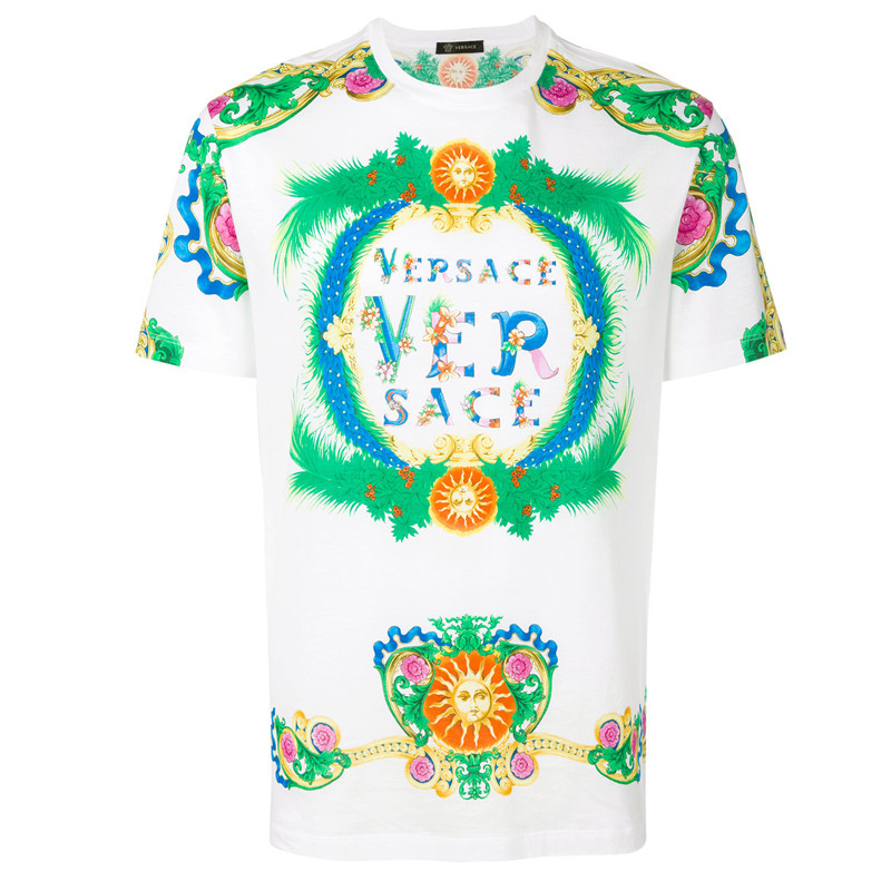 VERSACE 范思哲 奢侈品一线男士字母logo印花纯棉圆领T恤(尺码偏大1码）A77276 A224831 A701 白色印花 XL