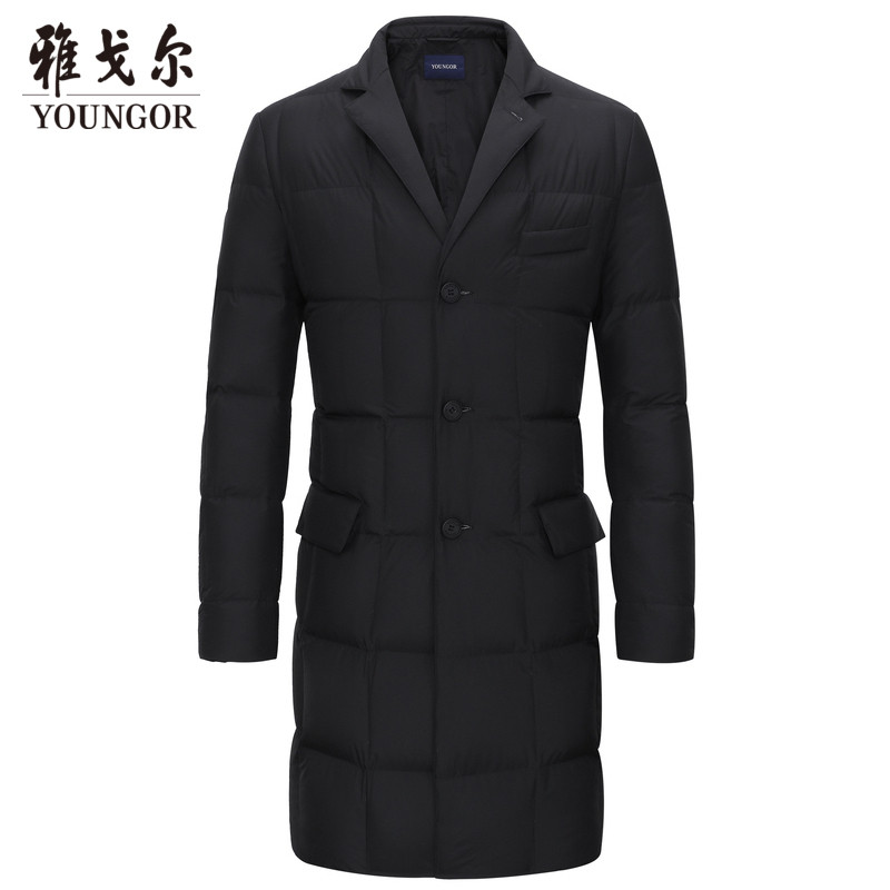 Youngor/雅戈尔冬新品男士商务休闲藏青色羽绒服967FQA 黑色 185/104A