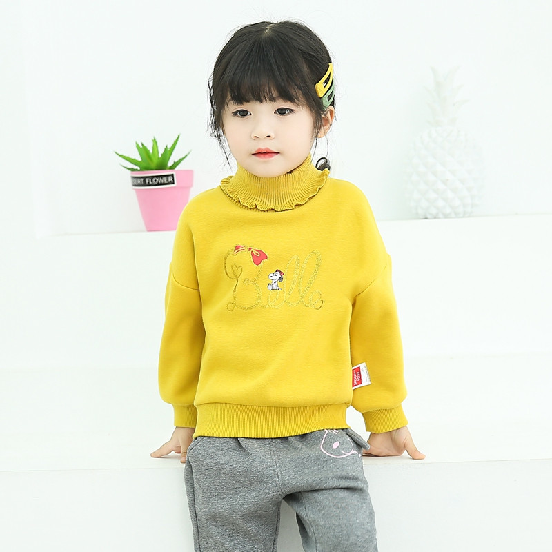 史努比(SNOOPY)童装新款秋冬装儿童黄色T恤女童红色拉绒打底衫男童宝宝加绒高领保暖上衣90-140cm 140#适合身高130-140cm 黄色