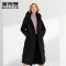 波司登羽绒服女2019长款过膝连帽保暖百搭外套 160/84A 黑色8056