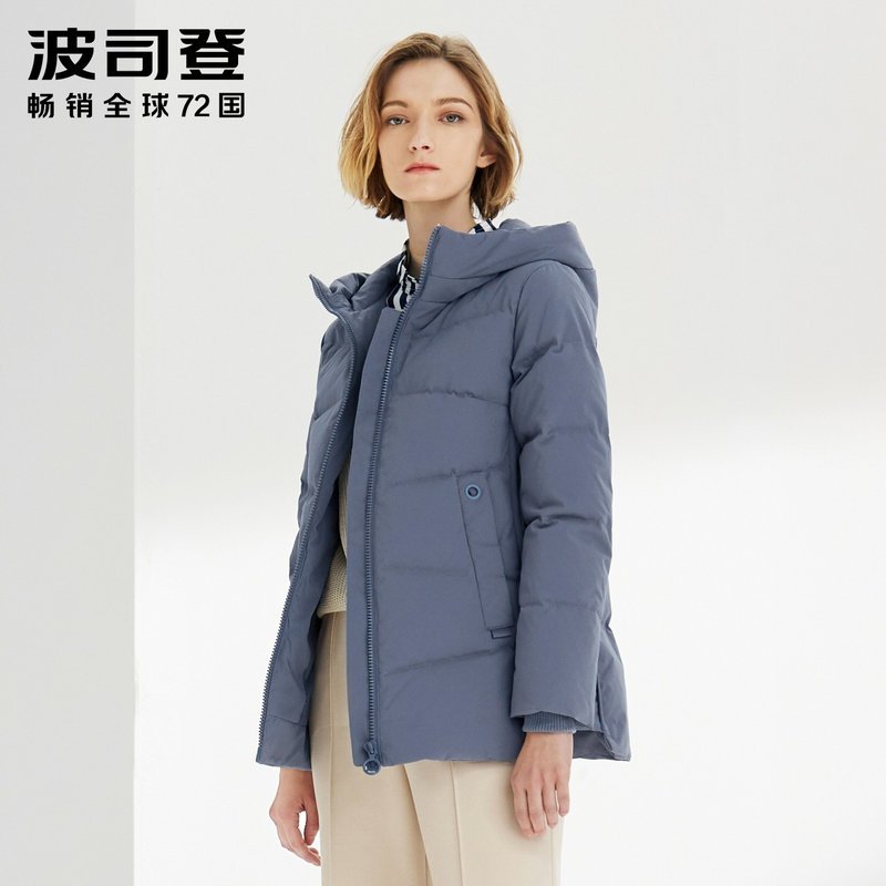 波司登羽绒服女连帽短款2019冬季妈妈装保暖羽绒服 190/112B 暗灰蓝5328