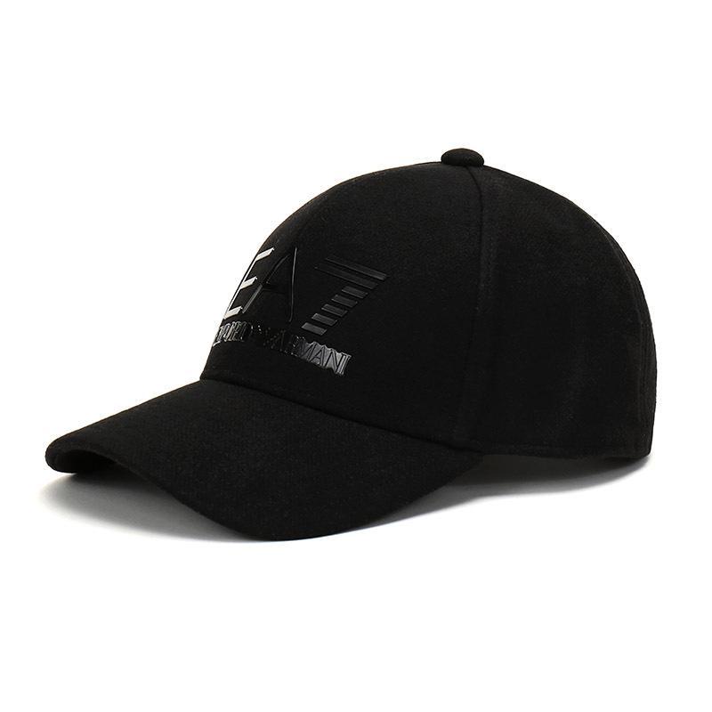 EMPORIO ARMANI EA7 阿玛尼 男款聚酯纤维帽子棒球帽鸭舌帽 275889 9A503 00020-黑色LOGO图案