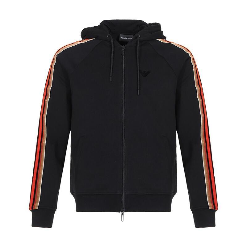 EMPORIO ARMANI 阿玛尼 男款棉质连帽上衣运动外套 6G1MD6 1J36Z 0999-黑色 S